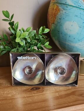 Vintage Stelton Polished Silver Stainless Steel Candle Holders (Pair)